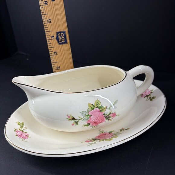 Royal Wilton 22K Gold Trim Vintage Gravy Boat & Underplate Set - Picture 6 of 6